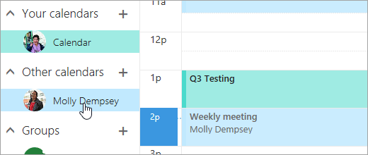 Uma captura de tela de um calendário compartilhado.