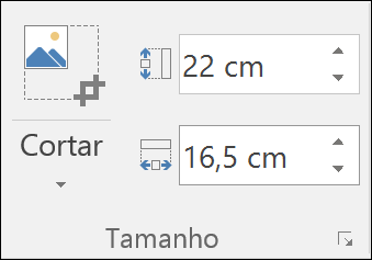 Captura de tela mostrando as configurações de altura e largura