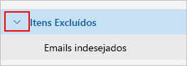 Captura de tela mostrando expandir pasta Itens excluídos.