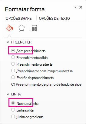 O painel Formatar Forma