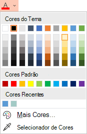 Selecione a seta para baixo ao lado do botão Cor da Fonte para abrir o menu de cores