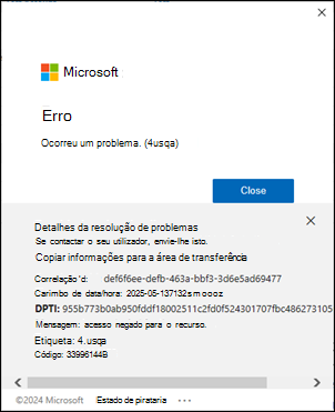 Erro de início de sessão 4usqa clássico do Outlook