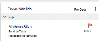 Janela de itens enviados do Outlook exibindo emails sinalizados