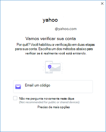 Tela de configuração três do Yahoo Outlook - verificar conta