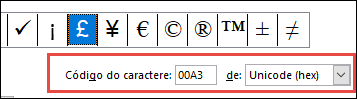 O campo from indica-lhe que se trata de um símbolo Unicode