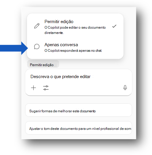 Copilot Chat apenas respostas.