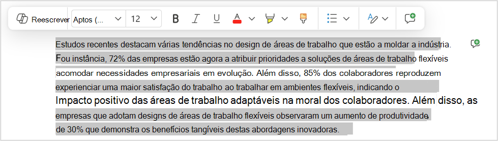 Opção reescrever para uma alteração rápida a uma passagem específica.