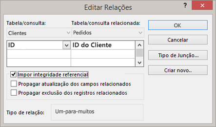 Editando uma relação existente entre as tabelas