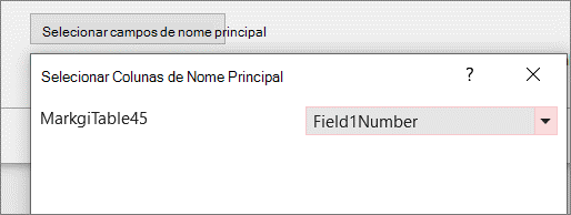 Selecionando um campo de nome primário específico