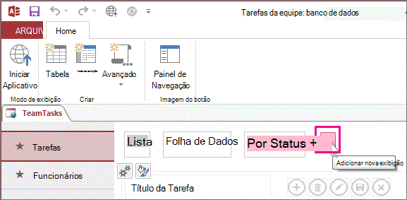 O botão Adicionar Nova Exibição no aplicativo do Access.