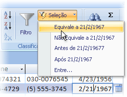 Lista de filtro com base em seleção