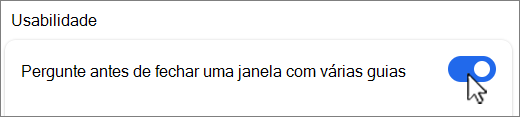 Perguntar antes de fechar a janela com vários separadores captura de ecrã.