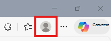 Captura de tela mostrando o ícone de perfil no Microsoft Edge