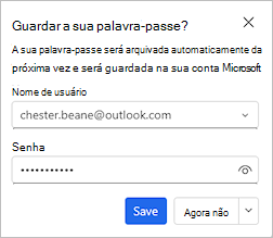 Captura de tela mostrando a caixa de diálogo que oferece para salvar sua senha