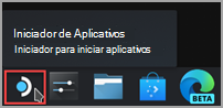 Localizando o ícone do Inicializador de Aplicativos na barra de tarefas do Steam Desktop.