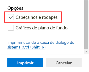 Selecionar Cabeçalhos e rodapés