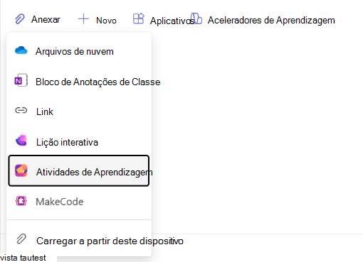 Captura de tela da navegação de atividades de aprendizagem.
