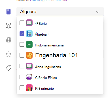 Captura de tela da atribuição às opções.
