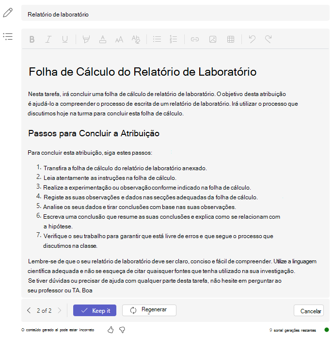 Etapas do relatório de laboratório