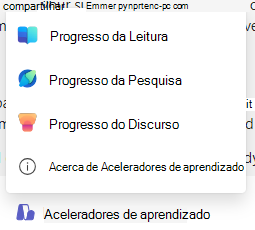 Captura de tela dos aceleradores de aprendizagem.