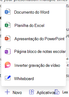 Captura de tela das novas opções.