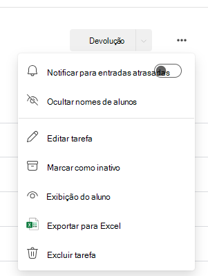 Captura de ecrã a mostrar a opção de notificação.