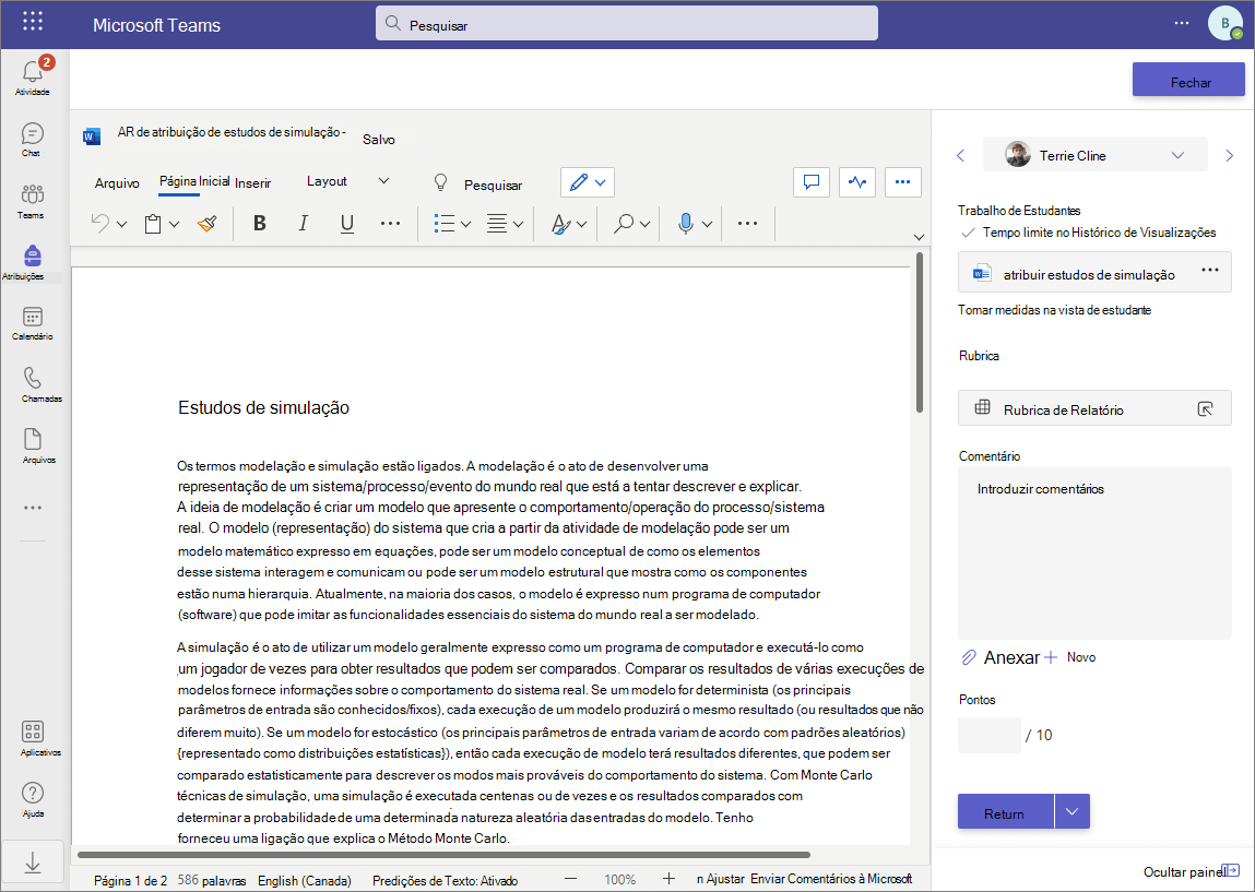 Selecionar um documento para editar no modo de ecrã inteiro.