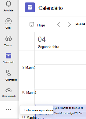 Captura de tela que mostra a opção mais aplicativos.