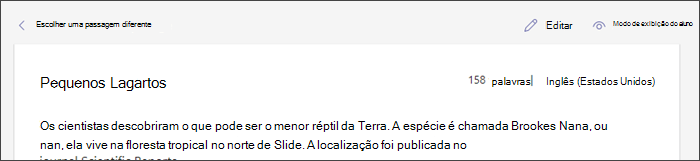 captura de tela mostrando uma passagem no lugar com o cursor passando sobre o botão editar