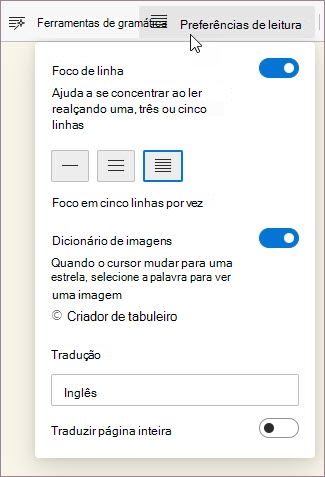 Preferências de leitura na Leitura Avançada