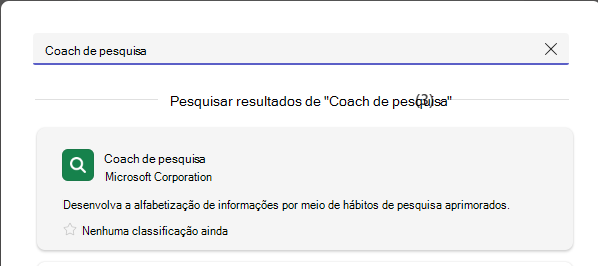 Captura de tela que mostra o coach de pesquisa.