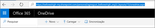 Captura de ecrã do OneDrive.