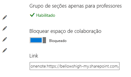 Bloqueie o Espaço de Colaboração com o botão de alternância definido para a posição bloqueada.