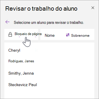 Selecione Bloqueio de Página.