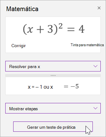 Selecione Gerar um teste prático.