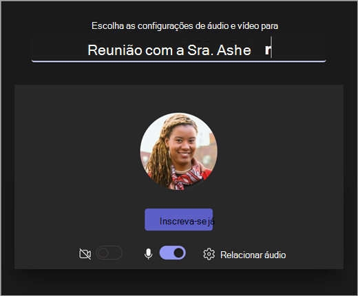 Captura de tela da tela sendo aberta quando o educador inicia uma reunião no Microsoft Teams para Educação.