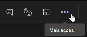 Captura de tela que mostra o menu Mais ações em uma barra de controle de reunião do Teams.