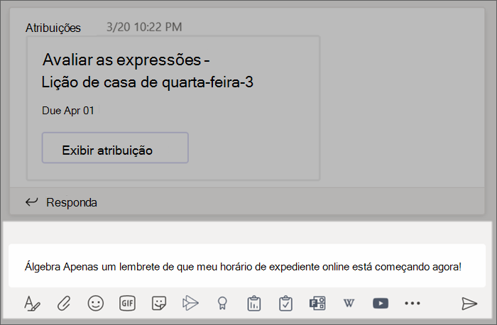 Captura de ecrã que mostra uma publicação escrita na caixa de composição.