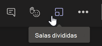 Captura de tela que mostra o botão Salas para sessão de grupo em uma barra de controle de reunião do Teams.