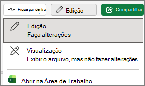 Captura de tela que mostra o arquivo no modo de exibição de Edição.