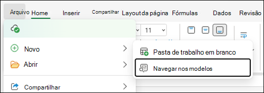 Procurar modelos para Excel para a Web
