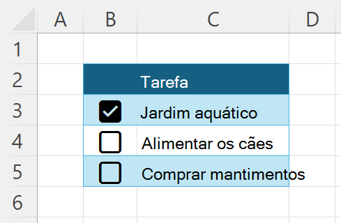 Uma pequena lista de tarefas com caixas de seleção ao lado delas