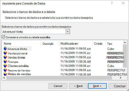 Ecrã 2 do Assistente de Ligação de Dados