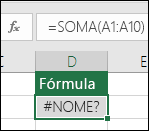O Excel exibe #NAME? erro quando um nome de função tem um erro de digitação