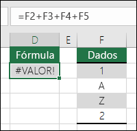 erro #VALUE!