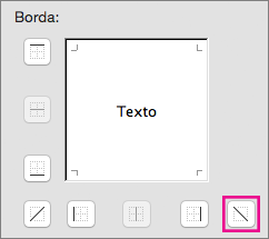 Opção de borda superior esquerda para inferior direita