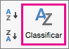 Na guia Dados do Excel, selecione Classificar