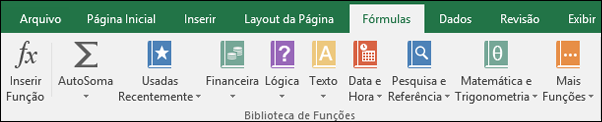 Guia Fórmulas do Excel na Faixa de Opções