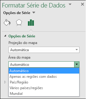 Excel Gráfico de mapa Opções de área de mapa