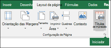 Captura de tela do inicializador da caixa de diálogo de configuração de página